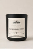 Frankincense & Myrrh 14oz soy candle in black jar